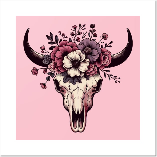 Cow skull with flowers Wall Art by Art_Boys